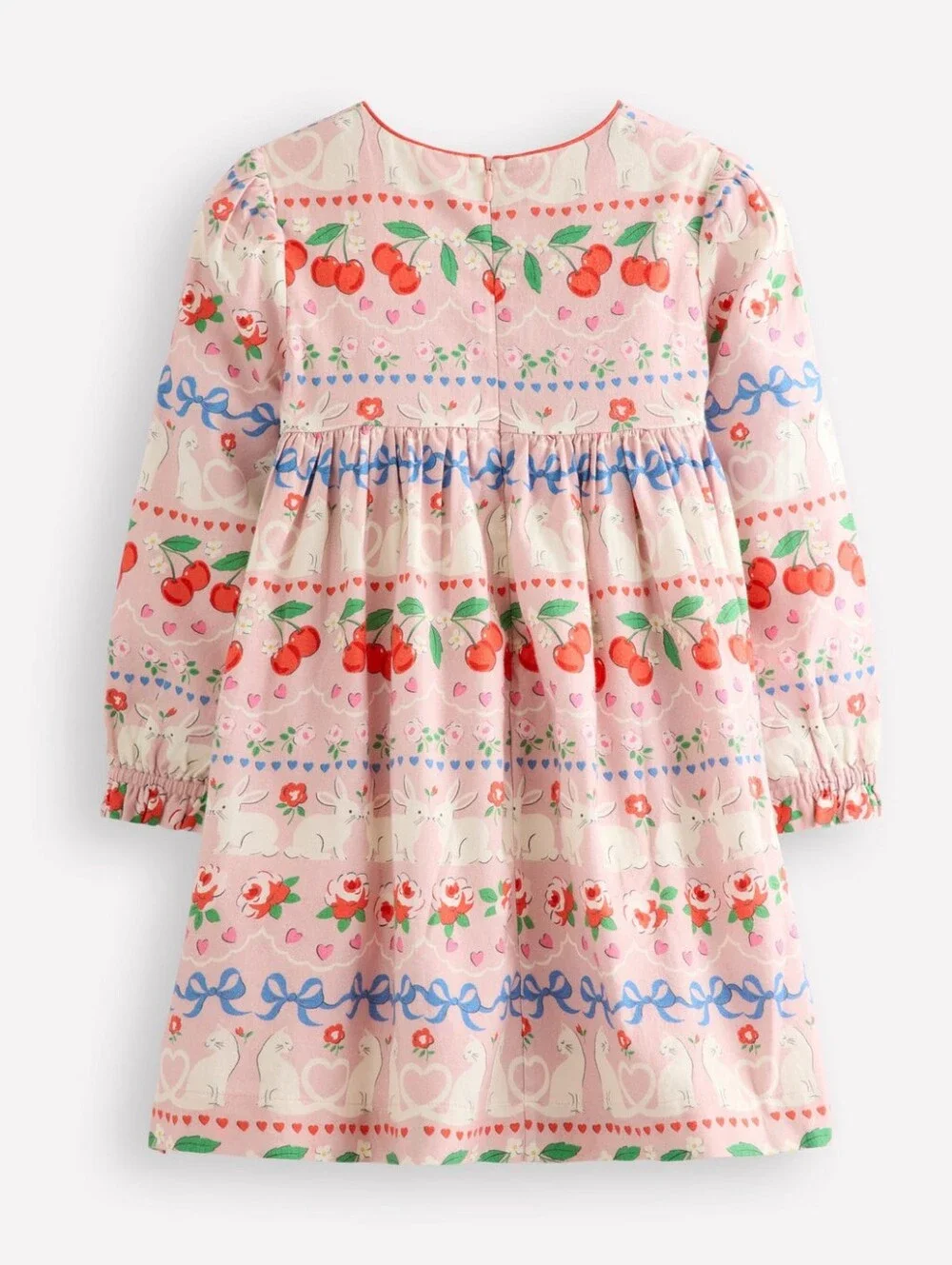 Mini Boden Girls Smocked Pink Dress with Long Sleeves 8-9Y